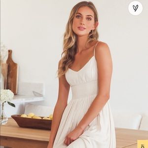 Lulus Full Heart Cream Smocked Midi Dress